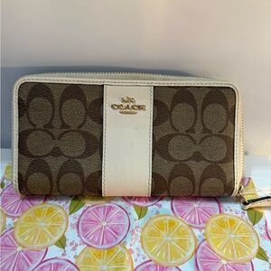 Coach Brown and Cream Logo Wallet